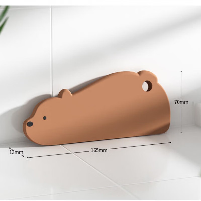 矽胶台面刮水板扫水刮板擦玻璃神器浴室刮水化妆室厕所茶盘推水器 小熊刮水板-棕色